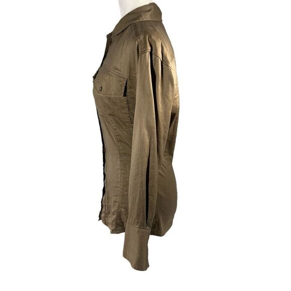 Frame Brown Arie Long Sleeve Linen Blend Top Size Small - Picture 6 of 10